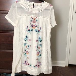 white flower embroidered dress